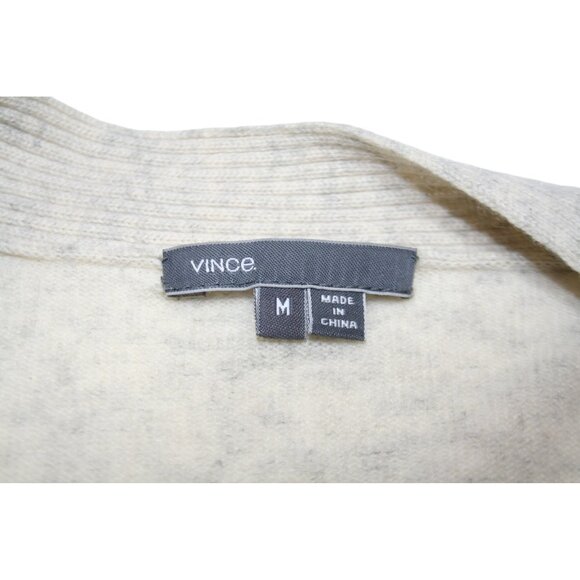 Vince 100% Cashmere Open Front Cardigan Sweater Womens M Cream/Gray Quiet Luxury - Picture 2 of 7